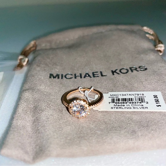 Michael Kors - 14K Rose Gold-Plated Sterling Silver Diamond Ring - Picture 3 of 8